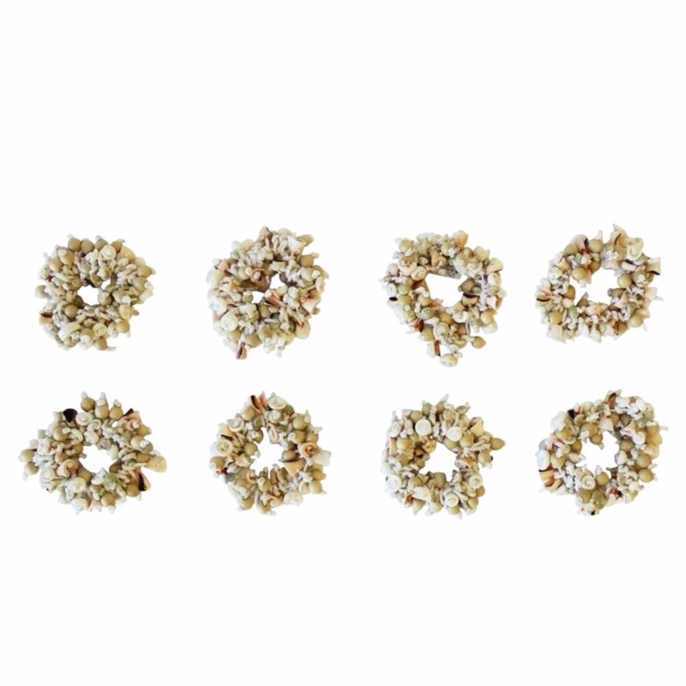 Crate&Barrel Set of 8 Coastal Seashell Napkin Ring Holders